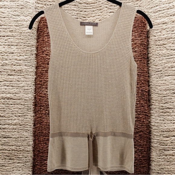 Sigrid Olsen Knit Granola Girl Cottagecore Coastal Tank Silk Cashmere Blend SP - Picture 1 of 9
